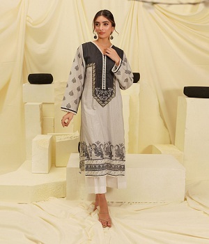 Shirt Shalwar - Grey - Lawn Suit-0628