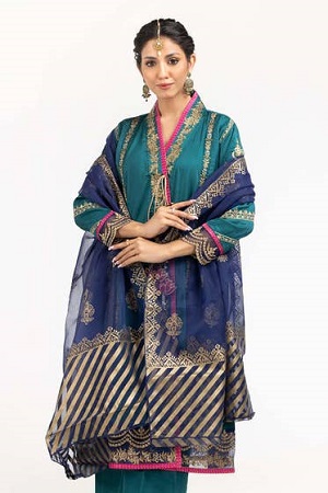 Luxury Pret Dyed Cotton Silk Embroidered Suit ILP-23-163 3PC