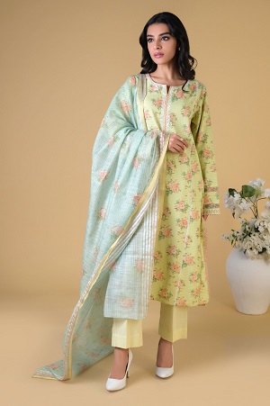 Unstitched 3 Piece Printed Dobby Lawn Suit WFM33280