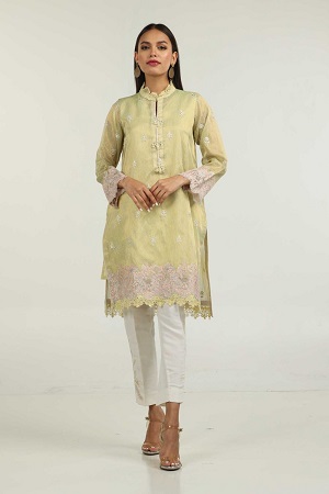 Luxury Pret Cotton Zari Slub Embroidered Shirt ILP-22-78