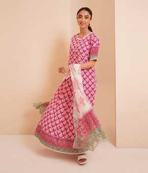 Shirt Shalwar Dupatta - Pink - Lawn Suit-0322