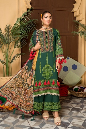 BELLA UNSTITCHED EMBROIDERED LAWN SUIT