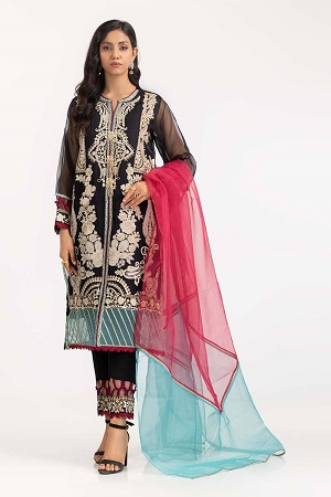 3 PC Luxury Pret Organza Embroidered Suit ILP-23-167