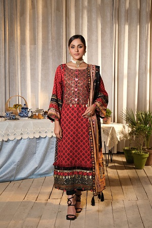 OLGA UNSTITCHED EMBROIDERED LAWN SUIT