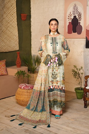 FUADA-UNSTITCHED-EMBROIDERED LAWN SUIT