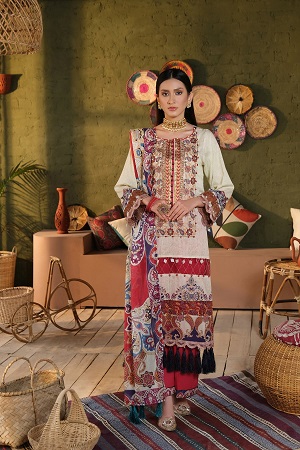 GUL E RANA-UNSTITCHED-EMBROIDERED LAWN SUIT