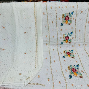 Cross stitch & Indian rose Gold mukesh work 2 piece Dress  (3)