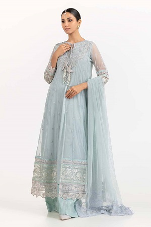 3 PC Luxury Pret Soft Net Embroidered Suit ILP-23-149