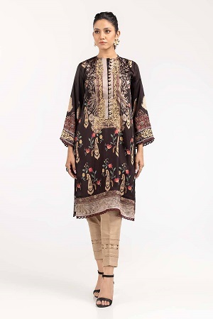 Luxury Pret Digital Charmeuse silk Embroidered Kurti With Trouser ILP-22-231 2PC