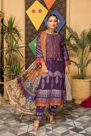 LIA UNSTITCHED EMBROIDERED LAWN SUIT