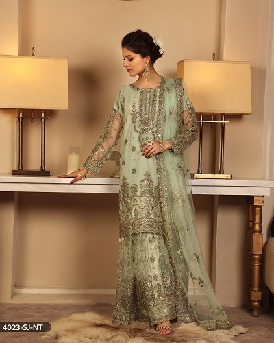 FORMAL 3PC HEAVY EMBROIDERED SUIT 4023-SJ-NT