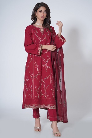 3 Pieces Unstitched Embroidered Cambric Suit WUM33116
