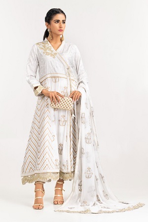 Luxury Pret Rawsilk Embroidered Shirt And Chiffon Dupatta ILP-22-60 2PC