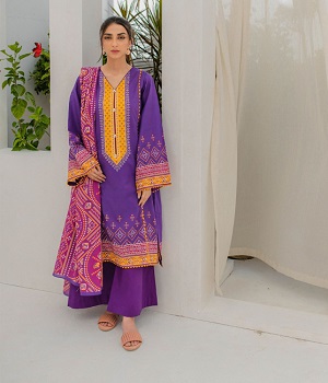 Shirt Shalwar Dupatta - Purple - Lawn Suit - 0333