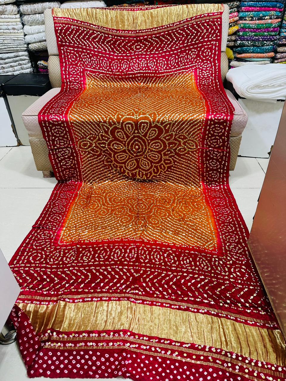 Indian gajji silk chunri with kamdani work dupatta