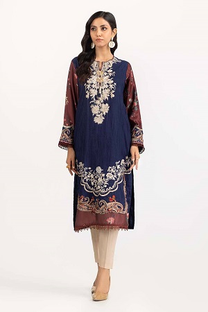 Luxury Pret Printed Charmeuse Silk Embroidered Shirt ILP-22-212
