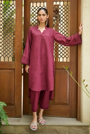 DC-2170 MAROON 2PCS EMBROIDERED KURTA WITH TROUSER