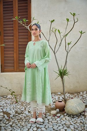 DC-0495 GREEN DYED EMBROIDERED KURTA