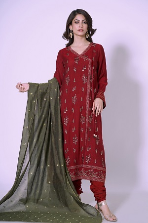 3 Pieces Unstitched Embroidered Khadi Net Suit WUM33107
