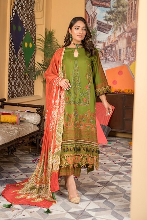 ROSA UNSTITCHED EMBROIDERED LAWN SUIT