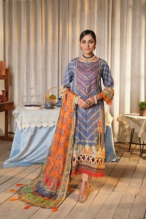 SASHA UNSTITCHED EMBROIDERED LAWN SUIT
