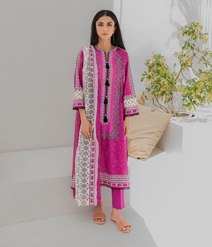 Shirt Shalwar Dupatta - Pink - Lawn Suit - 0227