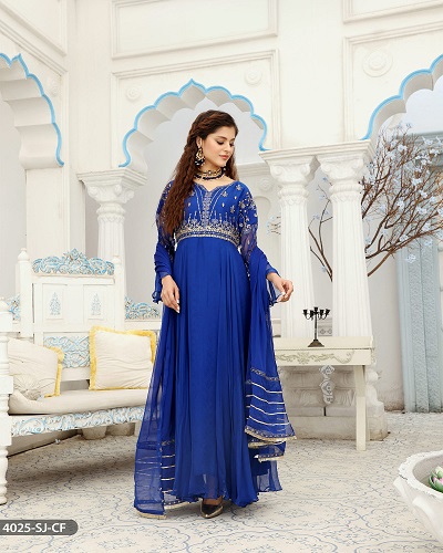Formal 3PC Blue Embroidered Maxi 4025-SJ-CF