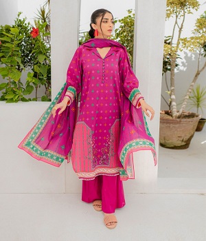 Shirt Shalwar Dupatta - Purple - Lawn Suit - 0338