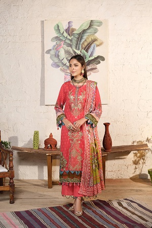 AIZA-UNSTITCHED-EMBROIDERED LAWN SUIT