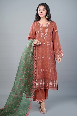 3 Piece Unstitched Embroidered Organza Suit WUM32620