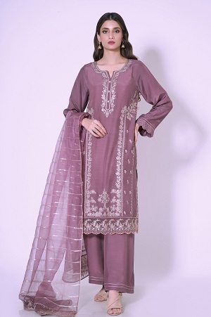 3 Pieces Unstitched Embroidered Rawsilk Suit WUM33126
